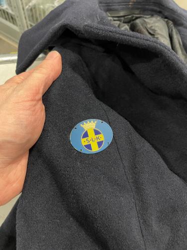 Swedish Women's M56 Greatcoat, Surplus. Old badges and patches may be affixed.