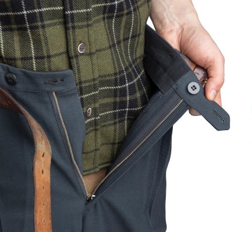 Swedish M60 Service Pants, Surplus. Double button closure. Some pants have a button and a hook.