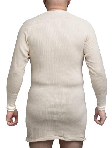 Swedish Undershirt, Long Sleeve, Surplus. The hem covers your ass quite nicely.
