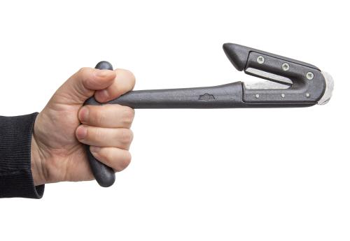 French Seatbelt Cutter, Surplus. Ergonomic handle  improves your yanking power.
