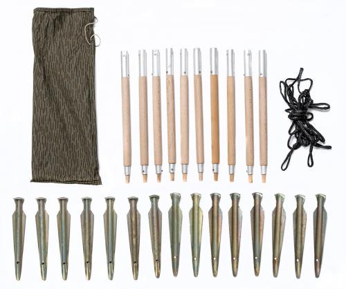 NVA Tent Stake and Pole Set, 30 Piece Set, Surplus NVA Tent Stake and Pole Set, 30 Piece Set, Surplus