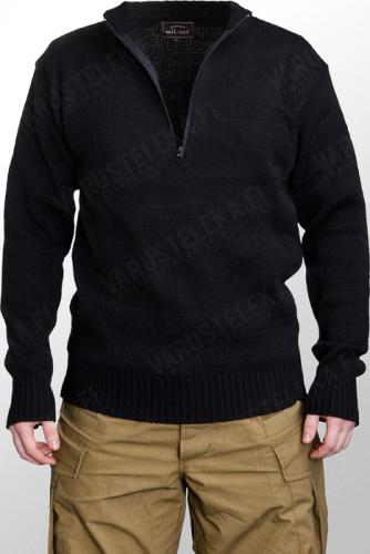 Mil-Tec Swiss pullover, with zipper, acryl, black Mil-Tec Swiss pullover, with zipper, acryl, black