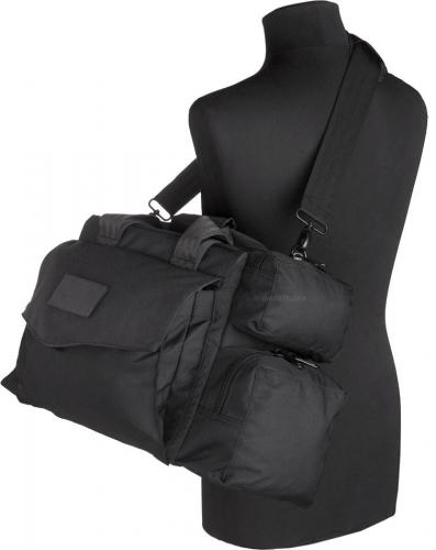 Mil-Tec equipment bag, black. The strap is adjustable and removable.