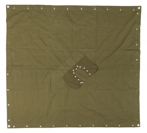 Belgian Shelter Half, Green, Surplus. Shelter halves are sold either with buttons or snap fasteners.