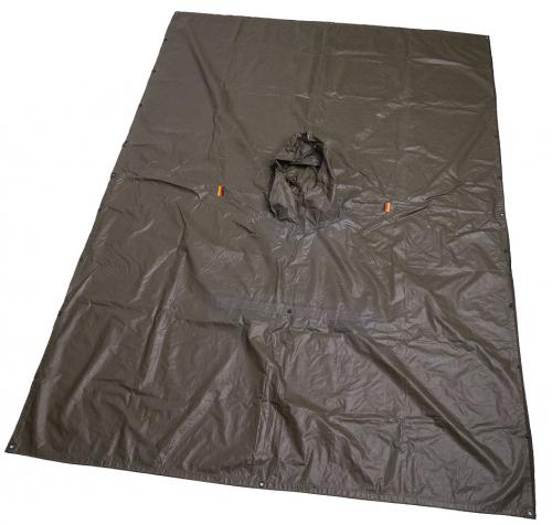 BW rain poncho, rubberized, surplus. 160 x 220 cm.