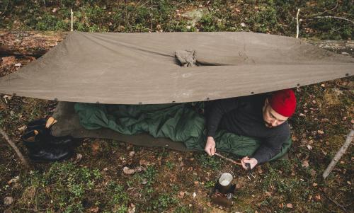 BW rain poncho, rubberized, surplus.