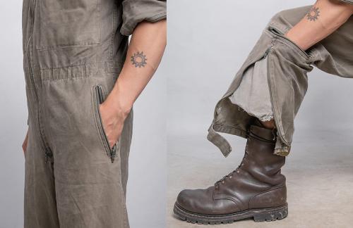 BW mechanic's coverall, olive drab, surplus.