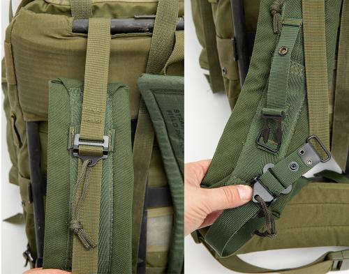 US ALICE Medium Pack with frame, olive drab, surplus. The shoulder strap models vary and may be reproduction in some cases.