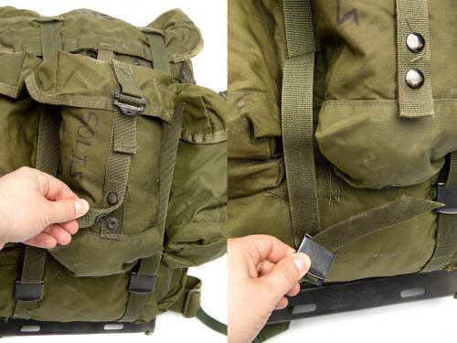 US ALICE Medium Pack with frame, olive drab, surplus. Snap-fasteners and slide buckles - all steel!