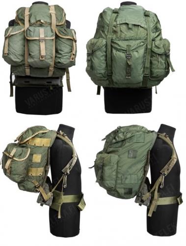 US ALICE Large Pack, with frame, olive drab, surplus. Medium on the left, Large on the right.