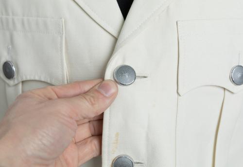 Austrian Light Dress Jacket, White, Surplus. Fancy buttons in that duwnshifted kinda way.
