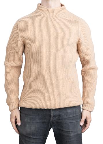 Brenda Wool Sweater w. Mock Neck Collar. Hem turned shorter