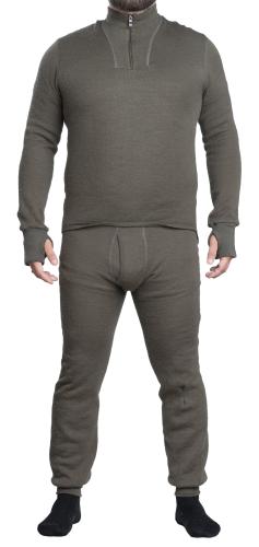 BW "Woolpower Long Johns with Fly 200", Green, Surplus. Shirt is sold separately.