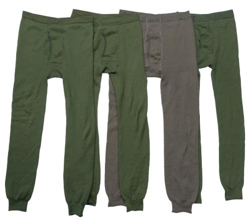 BW "Woolpower Long Johns with Fly 200", Green, Surplus. Color and condition varies.