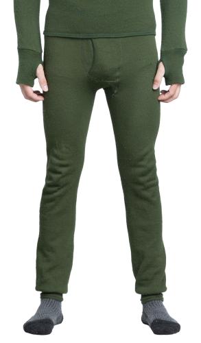 BW "Woolpower Long Johns with Fly 200", Green, Surplus. Model height 181 cm, waist circumference 88 cm. Wearing size Medium pants.