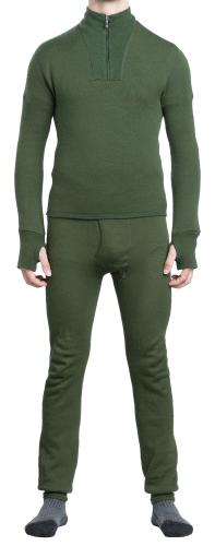 BW "Woolpower Zip Turtleneck 200" Merino Wool Shirt, Green, Surplus. Model height 181 cm, chest circumference 96 cm, waist circumference 88 cm. Wearing size Medium.