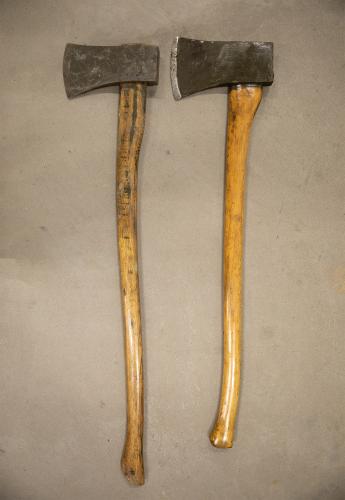Dutch Big Axe, Surplus. The handle length and the shape of the head can vary to some extent. Most are painted, green, some are not.