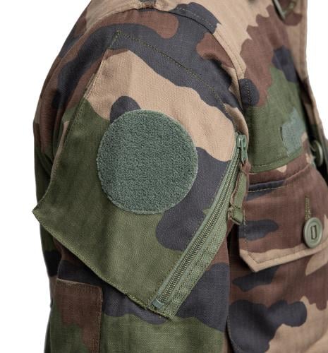 French "New Gen" Combat Jacket, CCE, Surplus. Both sleeves have pockets and hook and loop slots for patches.