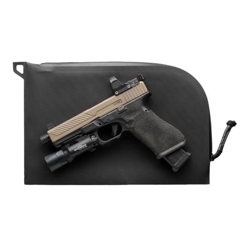Magpul DAKA Single Pistol Case. A Glock-sized piece will fit just fine with these accessories.