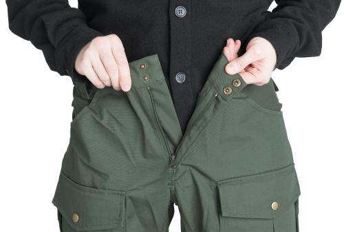 Särmä Outdoor Pants. Zipper fly with snap-fasteners.