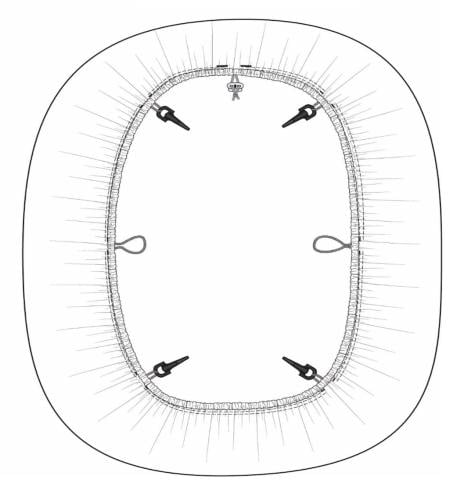 Särmä TST Backpack Rain Cover. Large and X-Large sizes have 4 snaphooks, an adjustable shock cord and also openings on both sides where the shock cord is accessible.