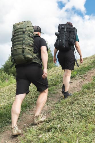 Savotta Jääkäri M backpack. Green Jääkäri L and black Jääkäri M with a 6 liter side pouch.