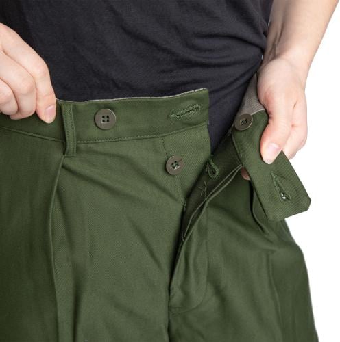 Swedish Work Pants, "New Model", Green, Surplus. Button fly and closure.