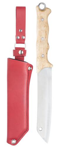 Terävä Skrama 240, 20th Anniversary Edition. The "Varusteleka red" sheath is included.