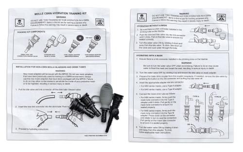 US CamelBak CBRN Hydration Training Kit, 4-piece, unissued. User guide included.