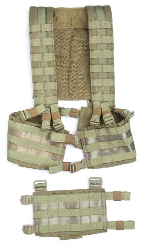 US MOLLE H Harness, Coyote Brown, Surplus, Unissued. Can be adjusted to fit all sorts of people.