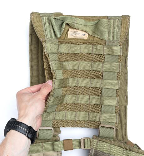 US MOLLE H Harness, Coyote Brown, Surplus, Unissued. The back is made with a breathable mesh to give you much more airflow on those hot days