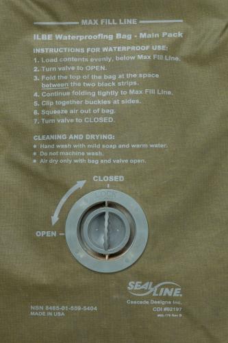 USMC ILBE Sack, OD Green, Surplus, 65 L. Instructions.