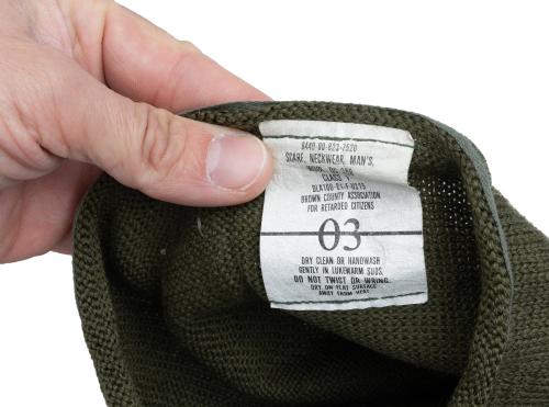 US Wool Scarf, Surplus. Several manufacturers. Not surprising that this one changed its name later on.