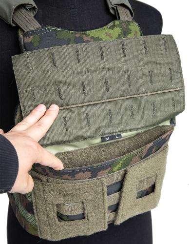 Velocity Systems SCARAB LT Plate Carrier. Kangaroo pouch opening with the front flap up.