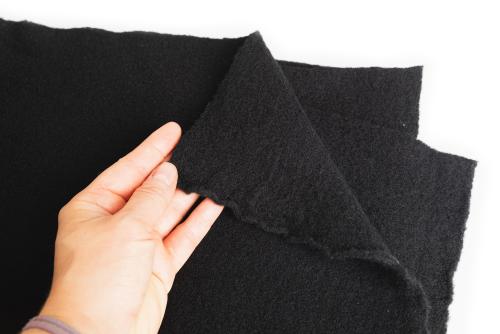 Wool Fleece Fabric, Black, by the meter.