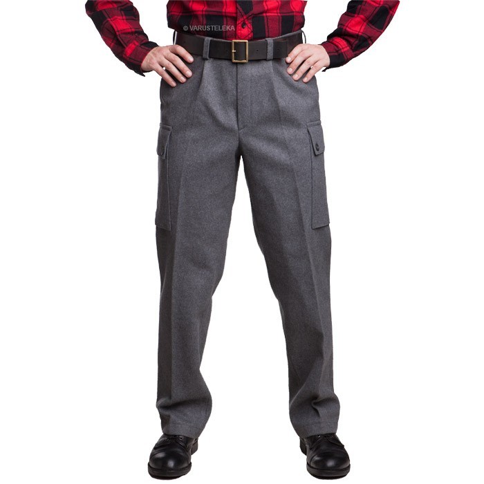 XXL only  high waist navy wool trousers with button fly and brace buttons   Elgar Shirts