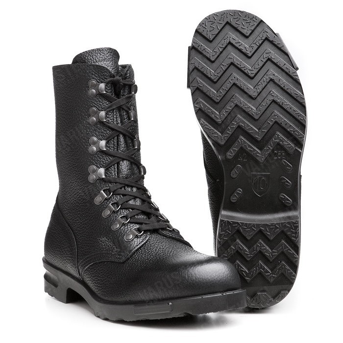 Genuine Vintage Leather 1980's  Swedish Military Black Square Toe Boots 